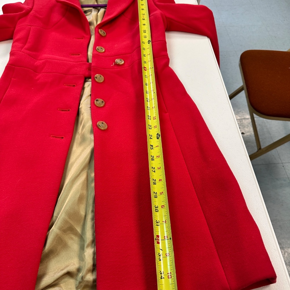 J Crew Wool Lady Day Coat Red Size 2 Button Up Lined With Pockets - Picture 16 of 16